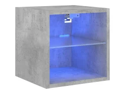 Mueble TV de pared con luces LED gris hormigón 30x28,5x30 cm ES82790