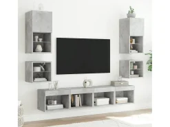 Mueble TV de pared con luces LED gris hormigón 30x28,5x30 cm ES82790