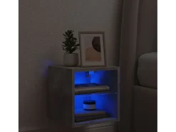 Mueble TV de pared con luces LED gris hormigón 30x28,5x30 cm ES82790