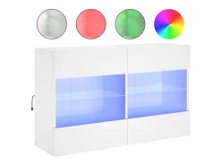 Mueble TV de pared con luces LED blanco 98,5x30x60,5 cm ES34360