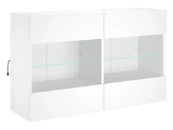 Mueble TV de pared con luces LED blanco 98,5x30x60,5 cm ES34360