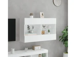 Mueble TV de pared con luces LED blanco 98,5x30x60,5 cm ES34360