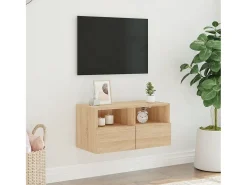 Mueble TV de pared madera ingeniería roble Sonoma 60x30x30cm ES69515