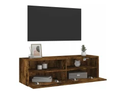 Mueble TV de pared madera ingeniería roble ahumado 100x30x30 cm ES32212