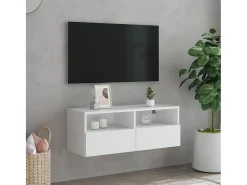 Mueble TV de pared madera de ingeniería blanco 80x30x30 cm ES25032