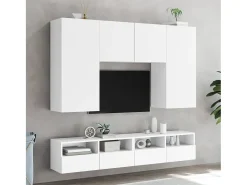 Mueble TV de pared madera de ingeniería blanco 80x30x30 cm ES25032