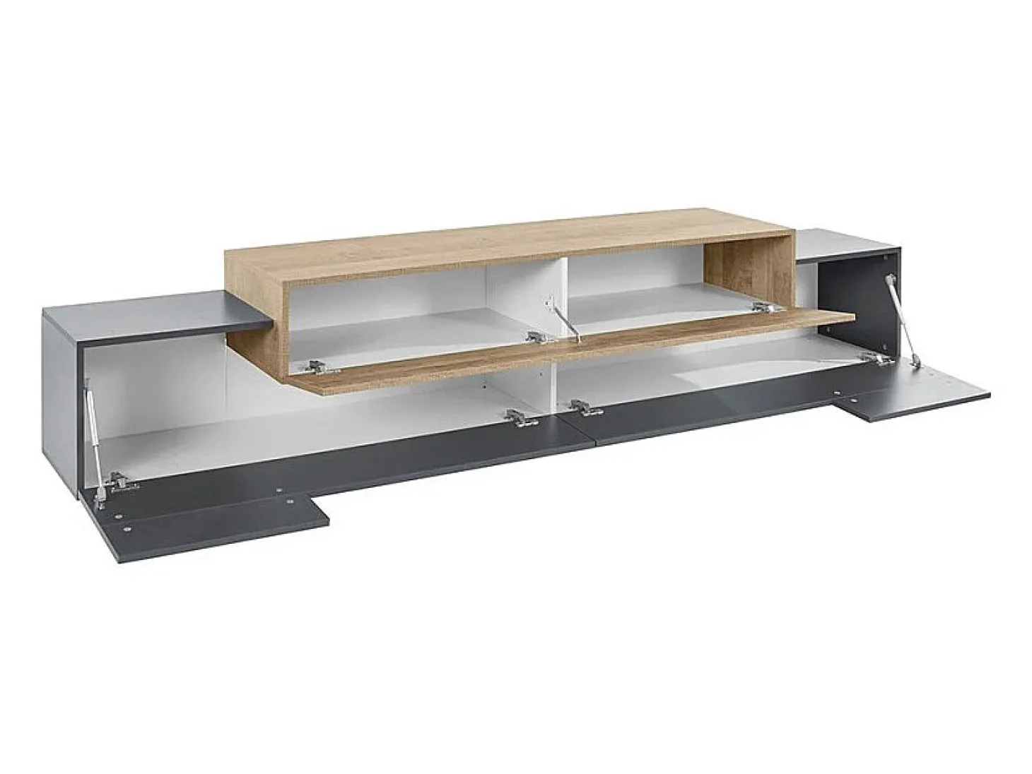 Mueble TV diseño moderno 240cm gris y madera Corona Low Hound