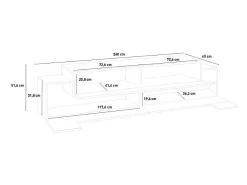 Mueble TV diseño moderno 240cm gris y madera Corona Low Hound