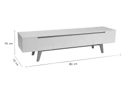 Mueble TV escandinavo blanco brillante y fresno 180cm MELKA