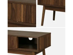 Mueble tv escandinavo efecto madera, 115cm madera oscura