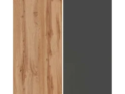 Mueble TV Garda con 2 puertas y 1 estante central, color antracita mate y roble, 210 x 35 x 30 cm