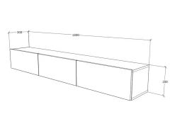 Mueble TV haaus Elba, Blanco, 180 x 30 x 25 cm
