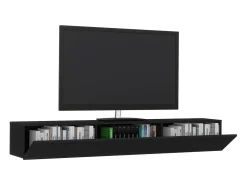 Mueble TV haaus Elba, Negro, 180 x 30 x 25 cm
