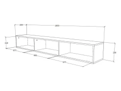 Mueble TV haaus Elba, Negro, 180 x 30 x 25 cm