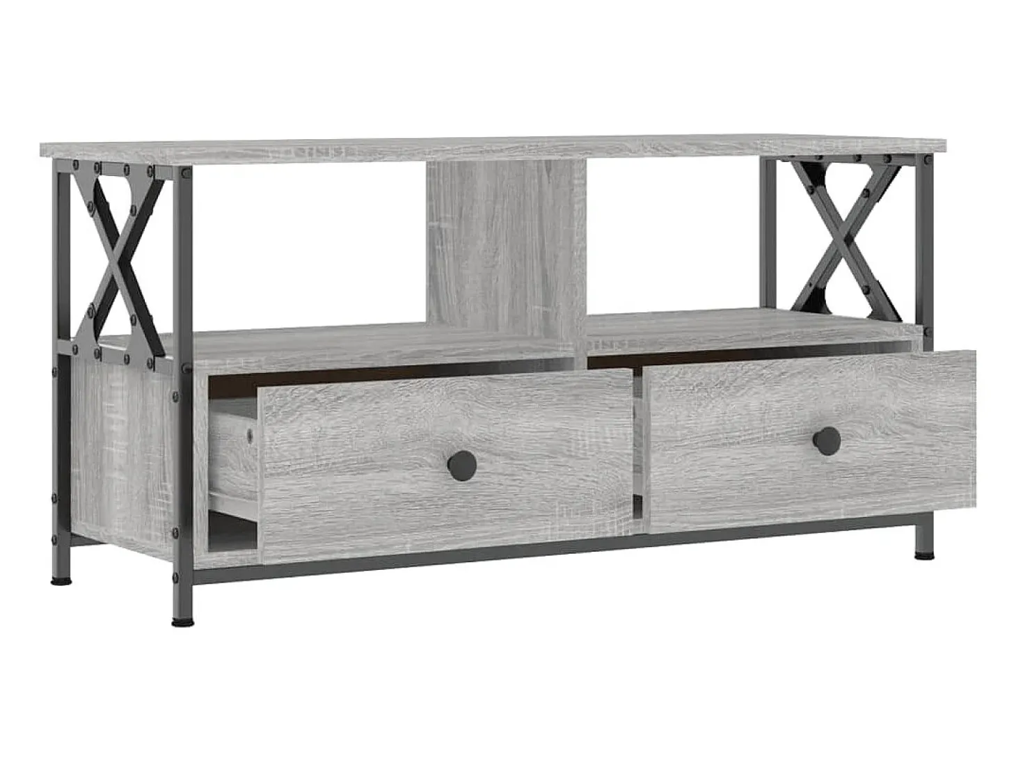 Mueble TV hierro y madera contrachapada gris Sonoma 90x33x45 cm