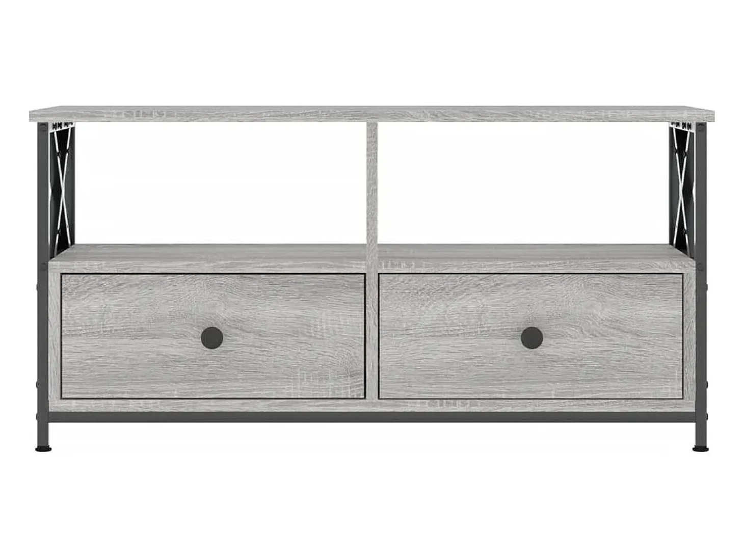Mueble TV hierro y madera contrachapada gris Sonoma 90x33x45 cm