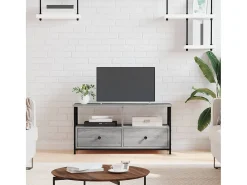 Mueble TV hierro y madera contrachapada gris Sonoma 90x33x45 cm