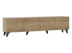 Mueble tv Josi 4 puertas y 8 espacios roble artisan y negro 53,5x200x40 cm