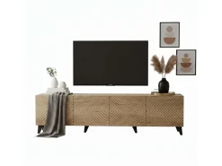 Mueble tv Josi 4 puertas y 8 espacios roble artisan y negro 53,5x200x40 cm