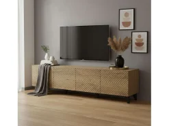 Mueble tv Josi 4 puertas y 8 espacios roble artisan y negro 53,5x200x40 cm