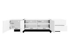 Mueble TV L 190 cm - 3 puertas 2 cajones 5 compartimentos - Blanco y negro