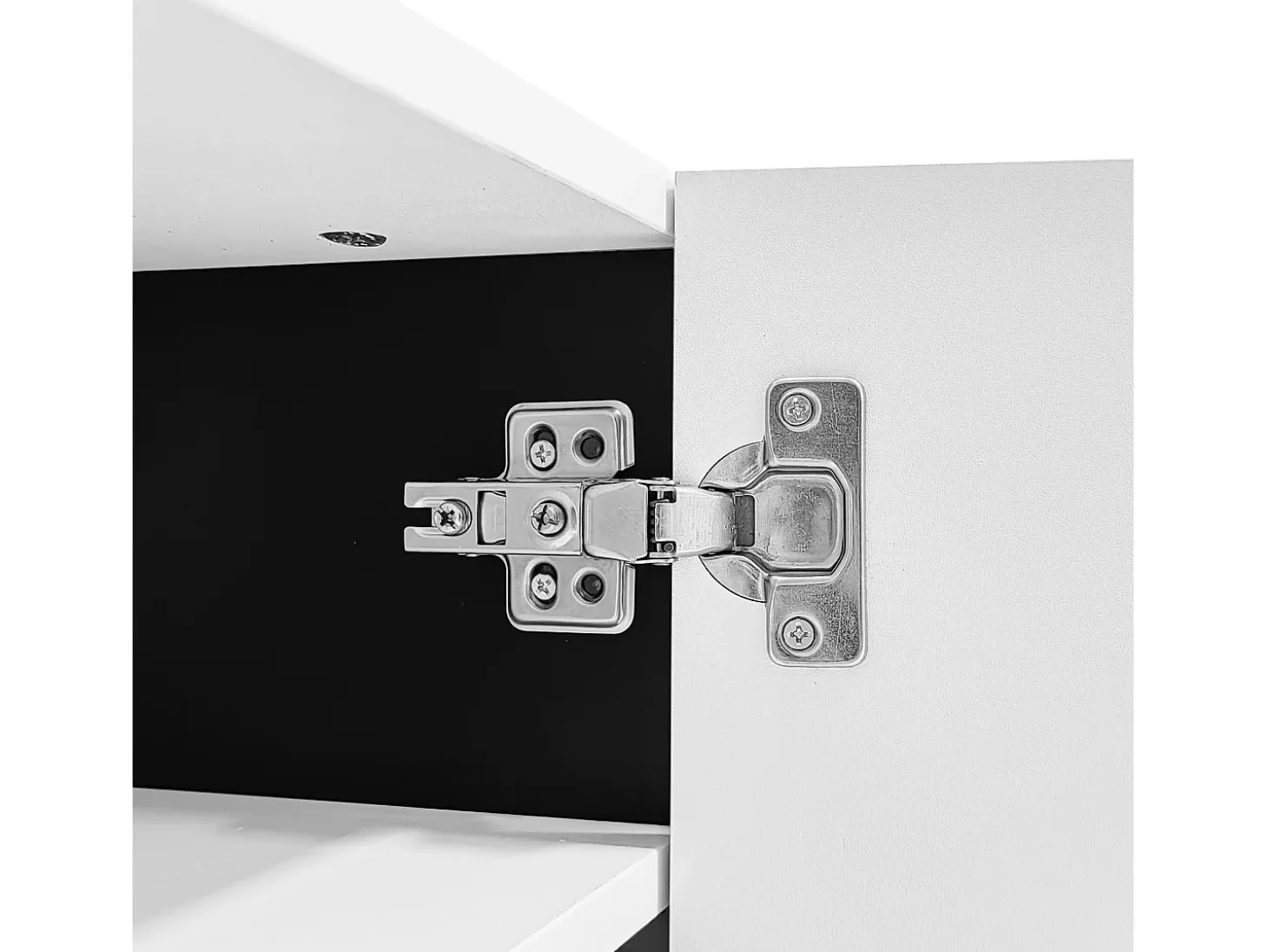 Mueble TV L 190 cm - 3 puertas 2 cajones 5 compartimentos - Blanco y negro