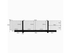 Mueble TV L 190 cm - 3 puertas 2 cajones 5 compartimentos - Blanco y negro