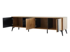 Mueble TV L 180 cm - con 3 puertas y 3 compartimentos - Marrón