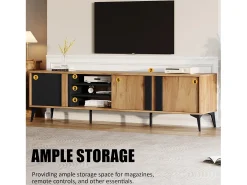 Mueble TV L 180 cm - con 3 puertas y 3 compartimentos - Marrón