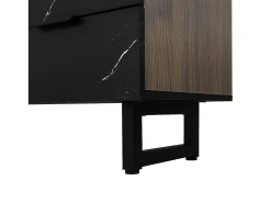 Mueble TV L 200 cm con LED - 2 puertas y 2 cajones - Marrón