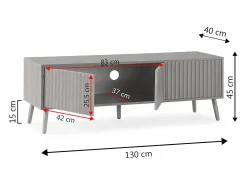 Mueble tv Lluvia 3 puertas color roble, 130 cm largo