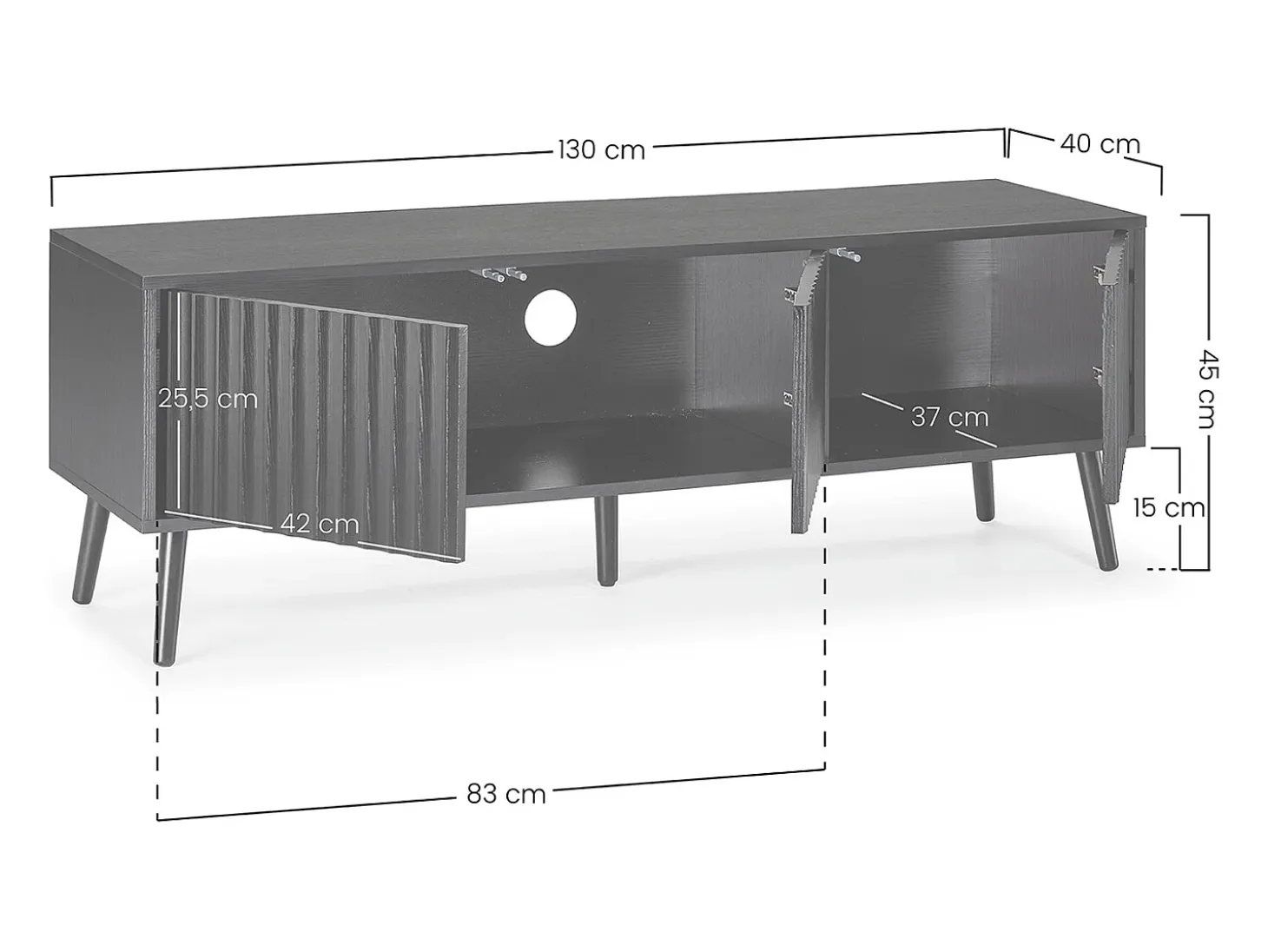 Mueble TV Lluvia 3 puertas color Negro