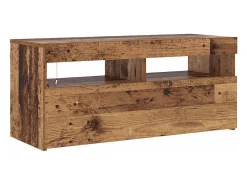 Mueble TV luces LED madera ingeniería envejecida 90x35x40 cm