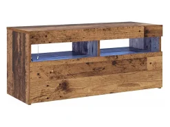 Mueble TV luces LED madera ingeniería envejecida 90x35x40 cm