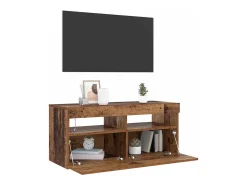 Mueble TV luces LED madera ingeniería envejecida 90x35x40 cm