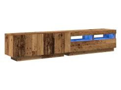 Mueble TV luces LED madera ingeniería envejecida 200x35x40 cm