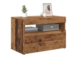 Mueble TV luces LED madera ingeniería envejecida 60x35x40 cm