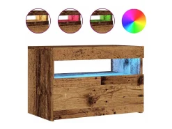 Mueble TV luces LED madera ingeniería envejecida 60x35x40 cm