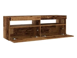Mueble TV luces LED madera ingeniería envejecida 120x35x40 cm