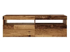 Mueble TV luces LED madera ingeniería envejecida 120x35x40 cm