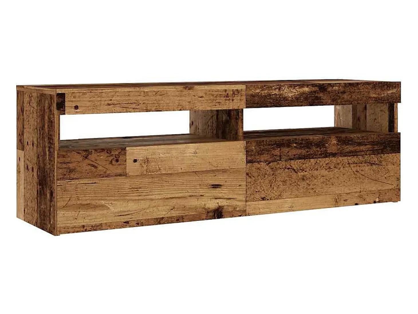 Mueble TV luces LED madera ingeniería envejecida 120x35x40 cm