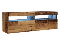 Mueble TV luces LED madera ingeniería envejecida 120x35x40 cm