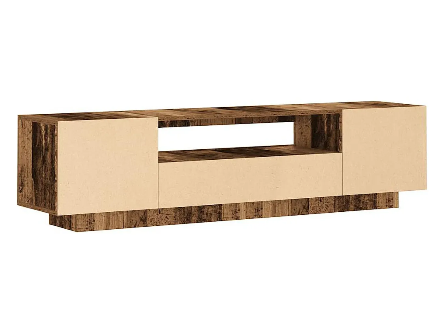 Mueble TV luces LED madera ingeniería envejecida 160x35x40 cm