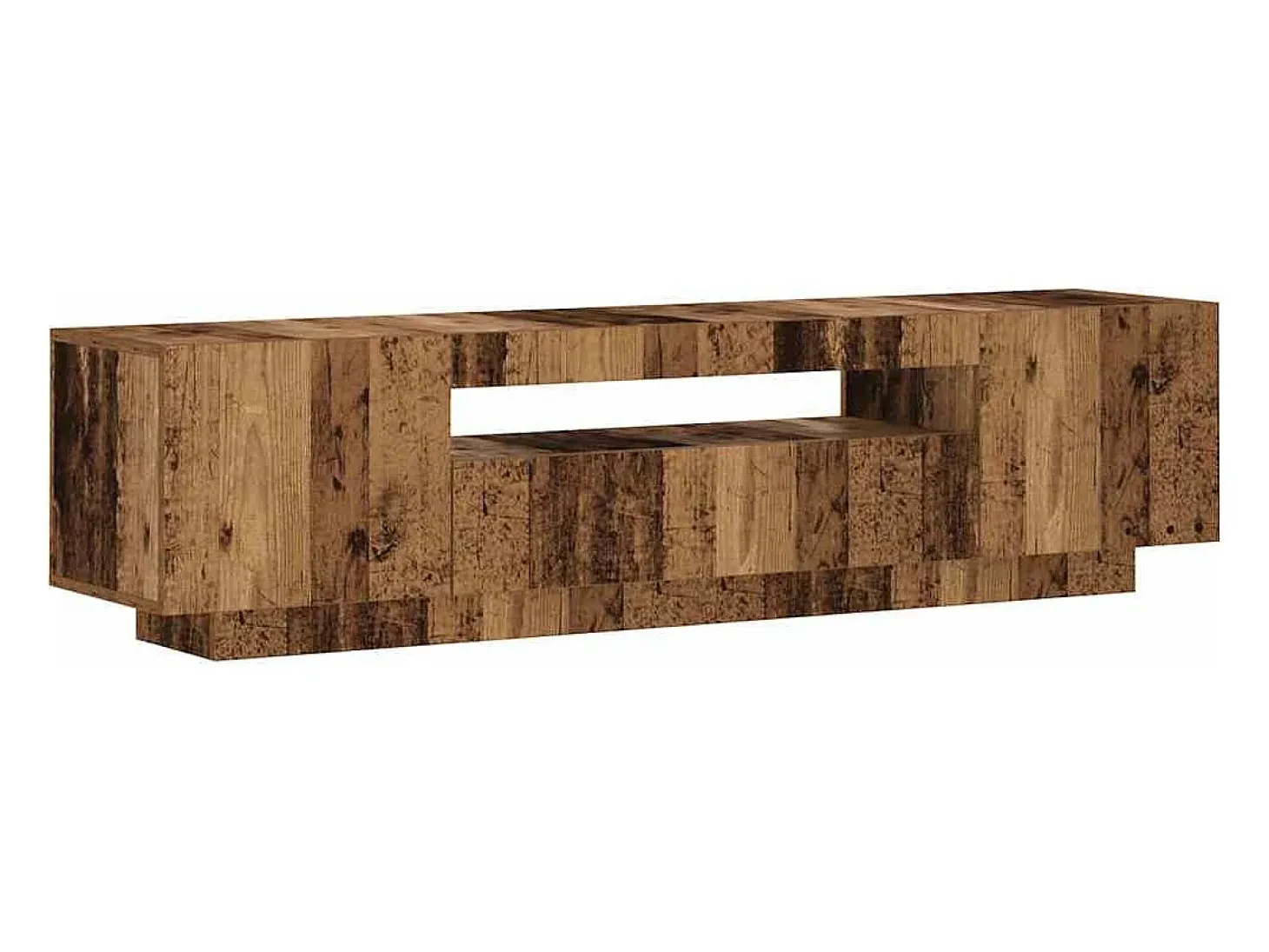 Mueble TV luces LED madera ingeniería envejecida 160x35x40 cm