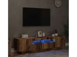 Mueble TV luces LED madera ingeniería envejecida 160x35x40 cm