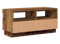 Mueble TV luces LED madera ingeniería envejecida 80x35x40 cm