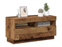 Mueble TV luces LED madera ingeniería envejecida 80x35x40 cm