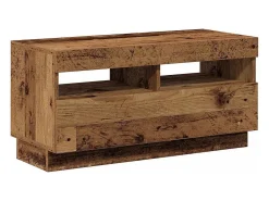 Mueble TV luces LED madera ingeniería envejecida 80x35x40 cm