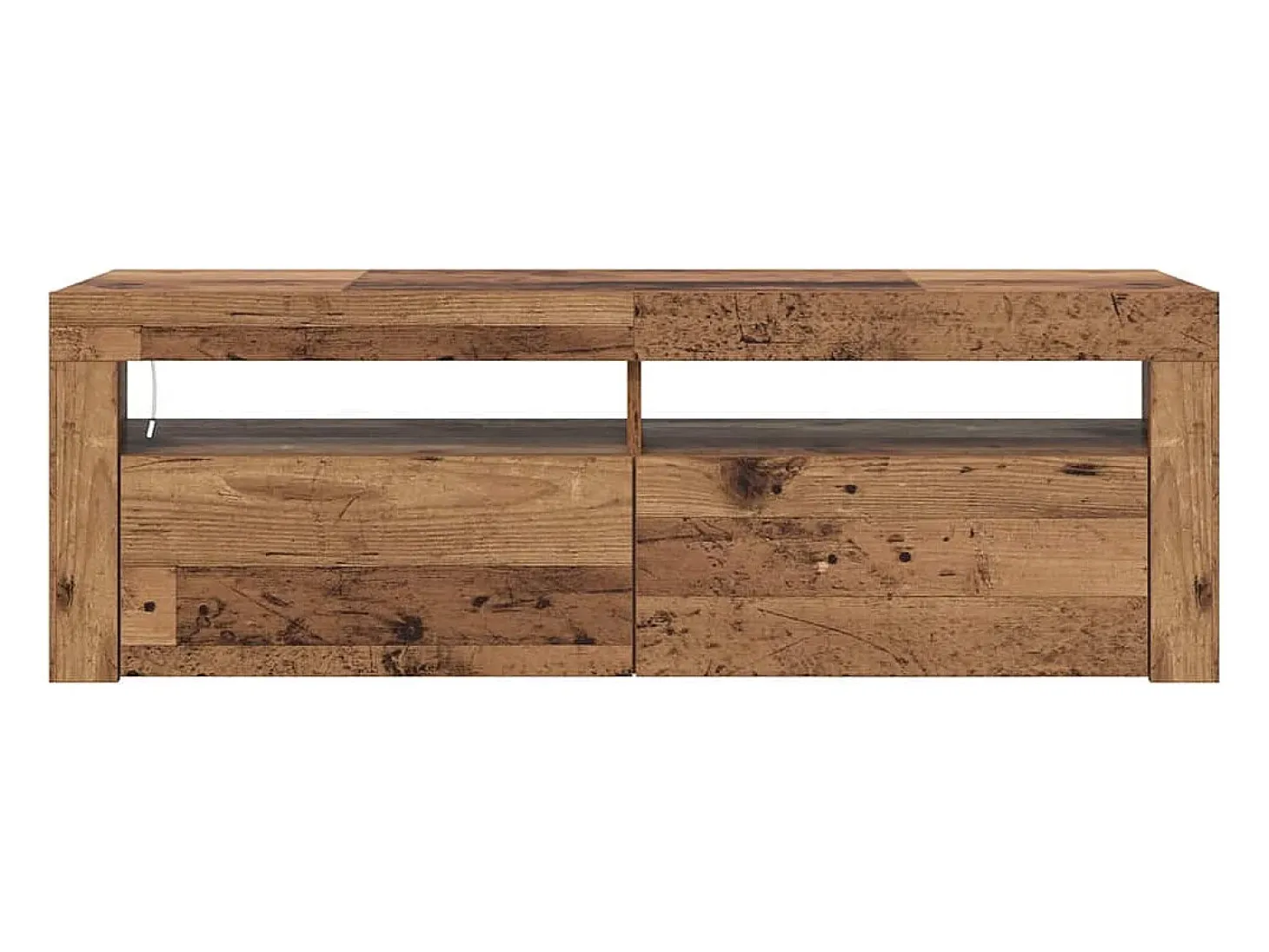 Mueble TV luces LED madera ingeniería envejecida 120x35x40 cm