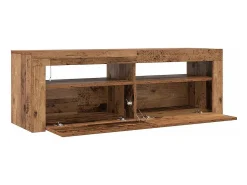 Mueble TV luces LED madera ingeniería envejecida 120x35x40 cm